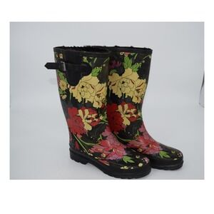 Sakroots Floral Garden Rain Boots Women's Tall Buckle Accent Waterproof Outdoor